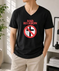 Nice Funny Bad Religion Cross Logo Music V-Neck Shirt