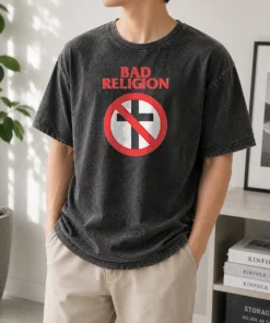 Nice Funny Bad Religion Cross Logo Music Washed T-Shirt
