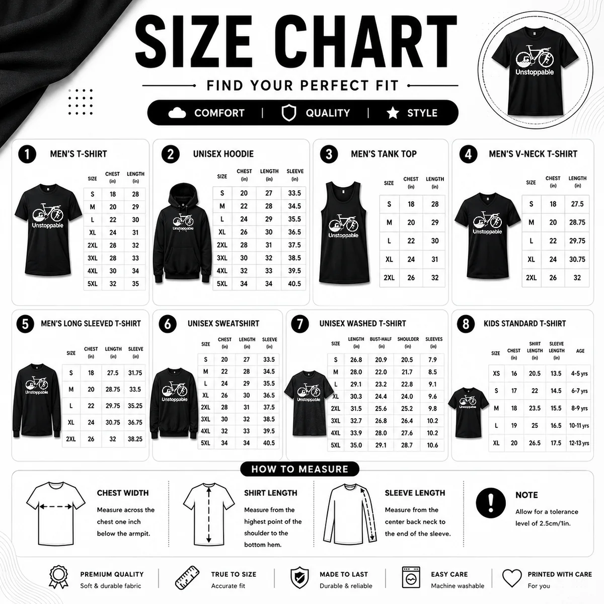 Nice Official Unstoppable Triathlon Size Chart Size chart for Nice Official Unstoppable Triathlon with measurements in inches and cm to help choose the right fit