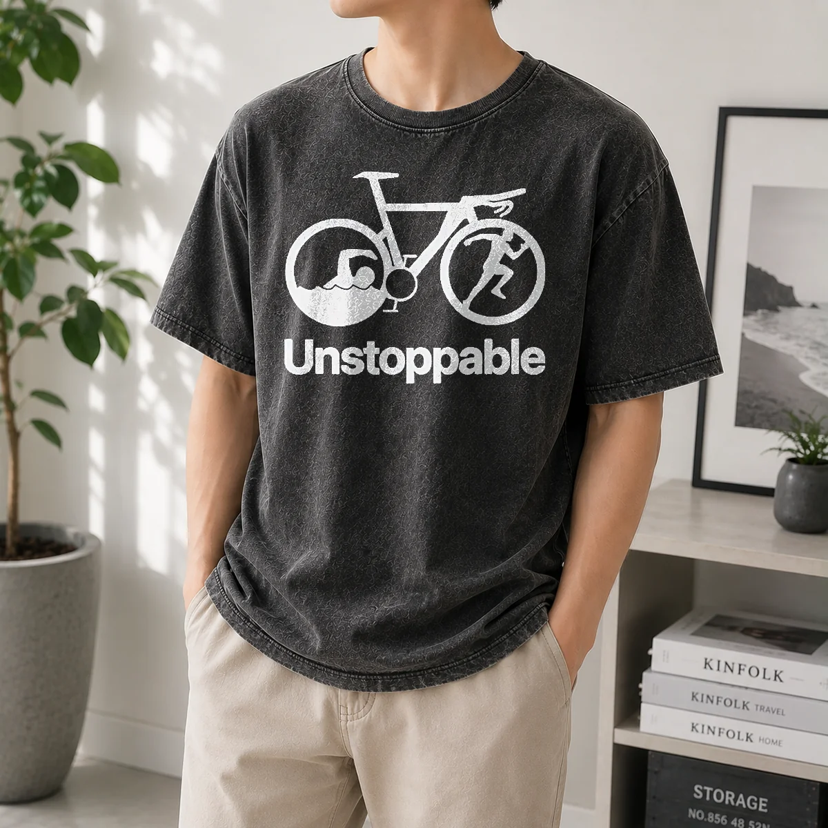 Nice Official Unstoppable Triathlon Washed T-Shirt