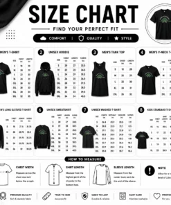Size chart for Nice Pretty Normal Distribusaurus Geek with measurements in inches and cm to help choose the right fit