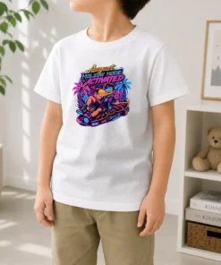 Official Hot August Holiday Neon Vibes For Summer Fun Kids T-Shirt