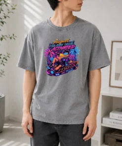 Official Hot August Holiday Neon Vibes For Summer Fun Washed T-Shirt