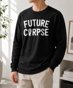 Pretty Distressed Future Corpse With Coffin Goth Long Sleeve Shirt