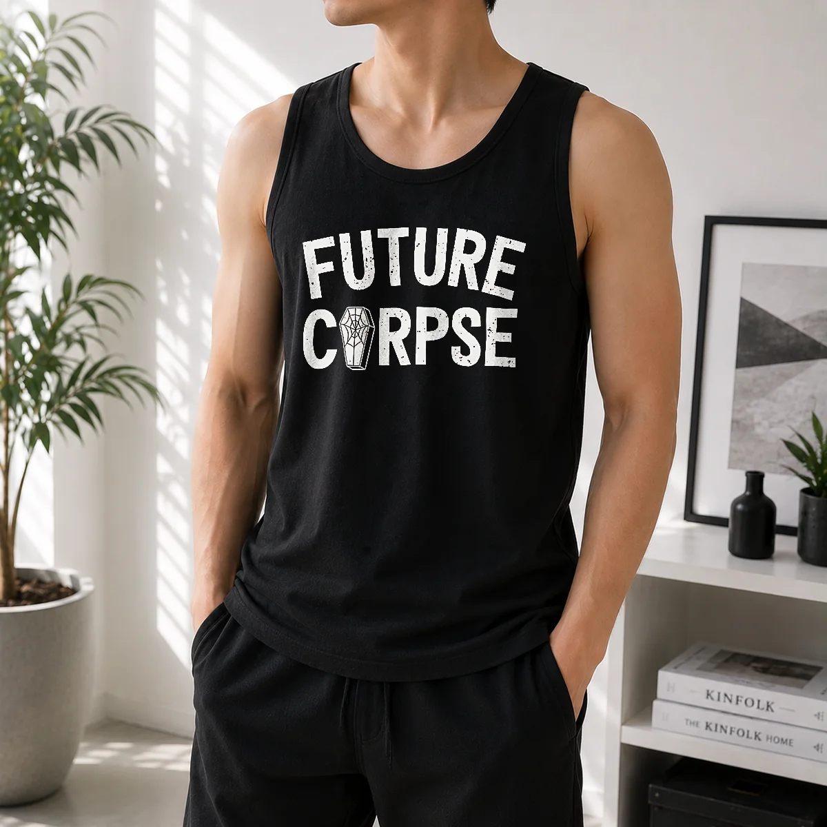 Pretty Distressed Future Corpse With Coffin Goth Tank Top