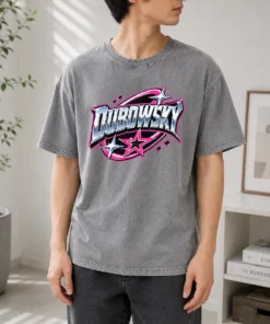 Pretty Dubowsky Chrome Metallic Star Burst Pop Art Logo Washed T-Shirt