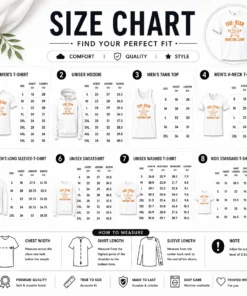 Size chart for Pretty Five Star Basketball Camp 60th Anniversary with measurements in inches and cm to help choose the right fit