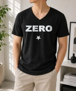 Top Distressed Zero Star Logo Smashing Pumpkins V-Neck Shirt