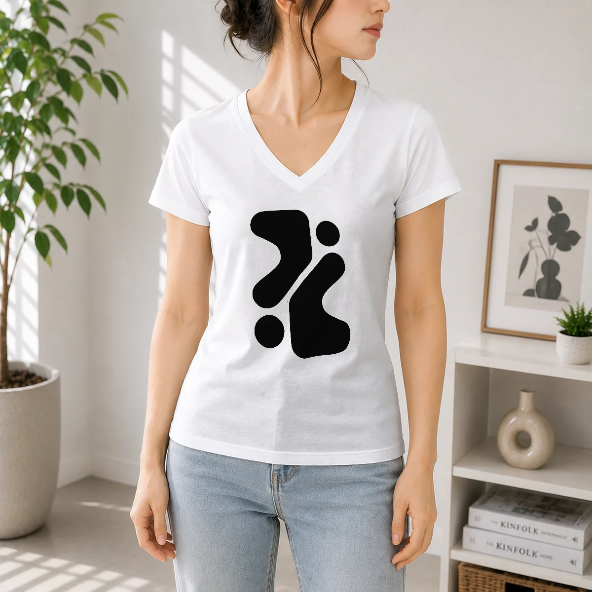 Top Kumo Cloud Architecture Logo V-Neck Shirt Top Kumo Cloud Architecture Logo V-Neck Shirt